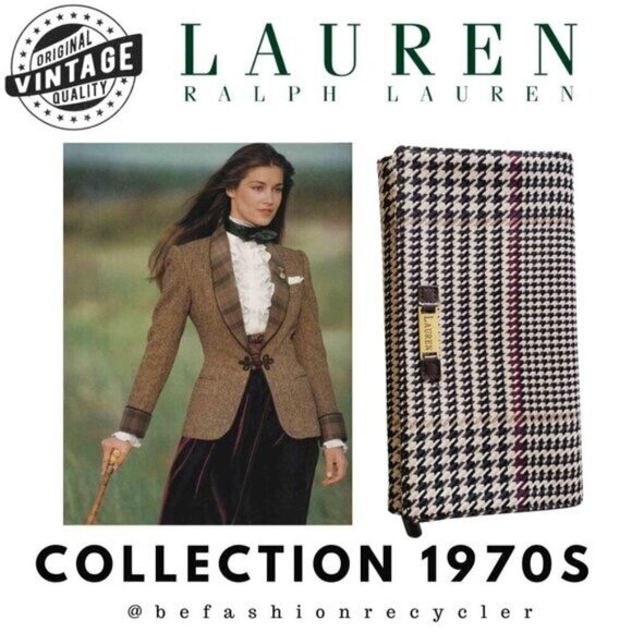 Vintage 1970s Lauren By Ralph Lauren Women's Trifold Textile Houndstooth